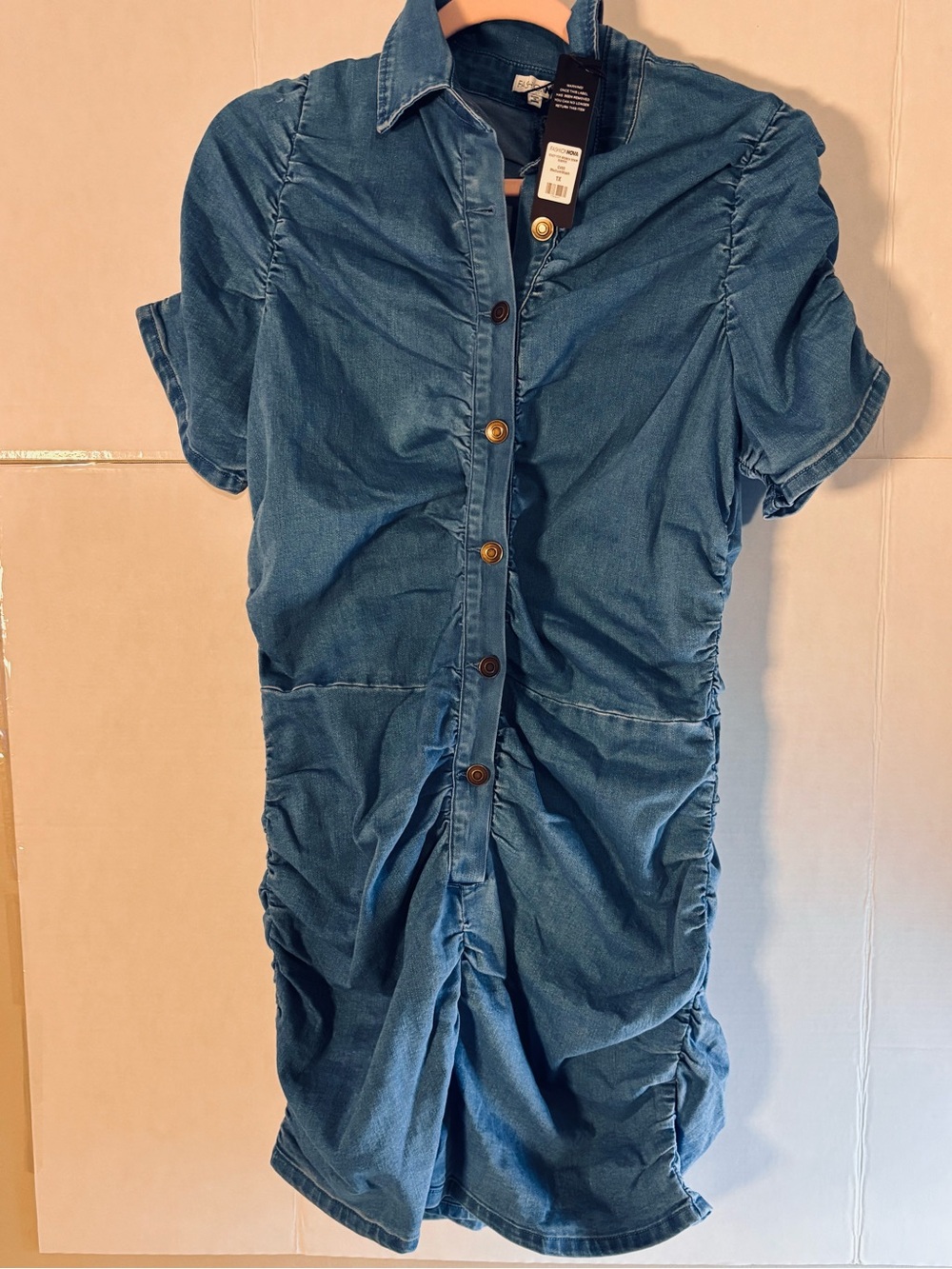 Brand New with Tag.Button-Front Denim Romper in Medium Blue